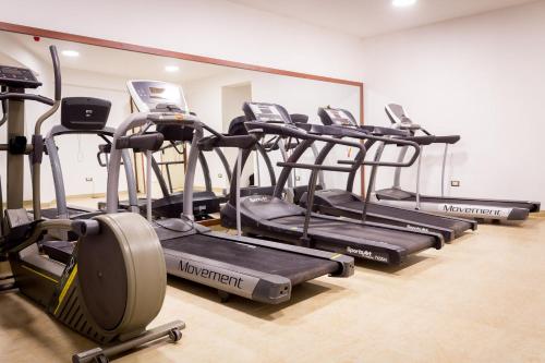 a row of exercise bikes in a gym at Hacienda del Valle Sagrado in Urubamba