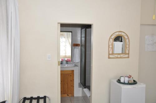 プレトリアにあるMeintjieskop Self-Catering Accommodationの洗面台と鏡のあるバスルーム
