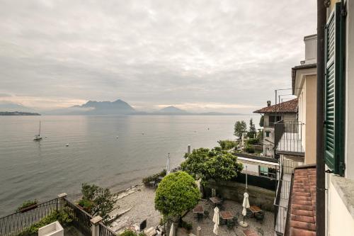a view of the water from a building at Belvedere in Stresa