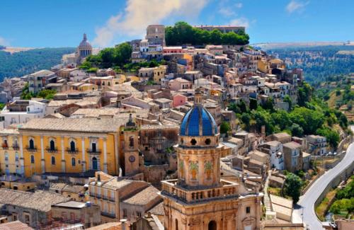 an aerial view of a city with buildings at Pura Vida Barocca in Ragusa