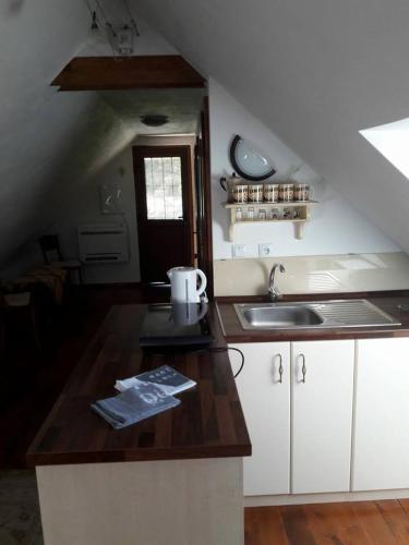 バンスカー・シュチャヴニツァにあるapartman-bartkoのシンクとカウンタートップのあるキッチン