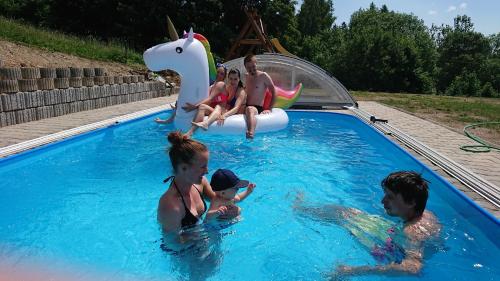 a group of people in a swimming pool at Penzion Benecko 171 in Benecko