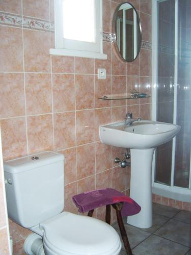 une salle de bain avec toilettes et lavabo dans l'établissement Les lilas blancs, à Villefranche-sur-Mer