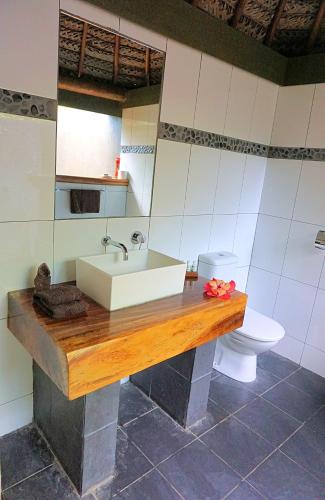 a bathroom with a sink and a toilet at Octopus Resort in Nalauwaki