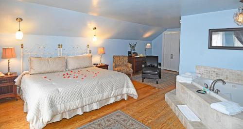a bedroom with a bed and a bath tub at The Country Inn of Berkeley Springs in Berkeley Springs