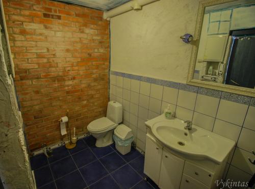 a bathroom with a toilet and a sink at Rusnietis in Rusnė