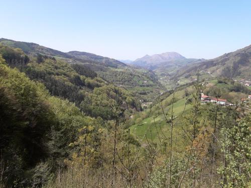 a view of a valley with trees and mountains at Etxeberri Landa Etxea in Régil