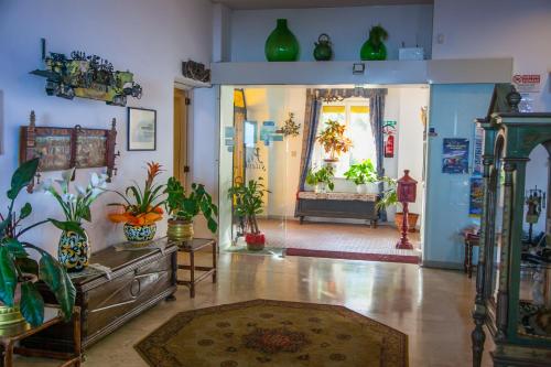 a living room filled with lots of potted plants at Park Hotel Silemi in Letojanni