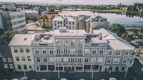 an aerial view of a building in a city at Kvosin Downtown Hotel in Reykjavík