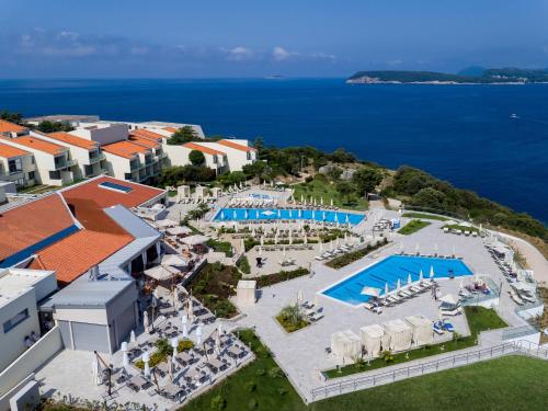 an aerial view of the resort and the ocean at Valamar Argosy Hotel in Dubrovnik