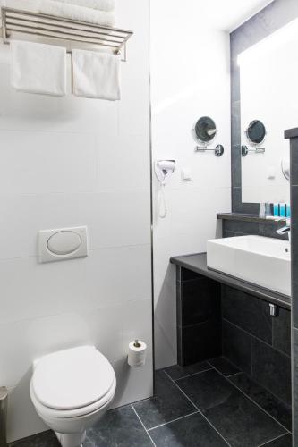 a bathroom with a white toilet and a sink at Best Western Plus Amsterdam Airport Hotel in Hoofddorp