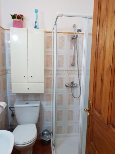 un baño con inodoro y ducha en Casa Sara, en Colombres