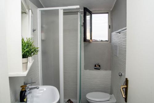 a bathroom with a toilet, sink, and shower at B&B Villa San Nicola in San Nicola Arcella