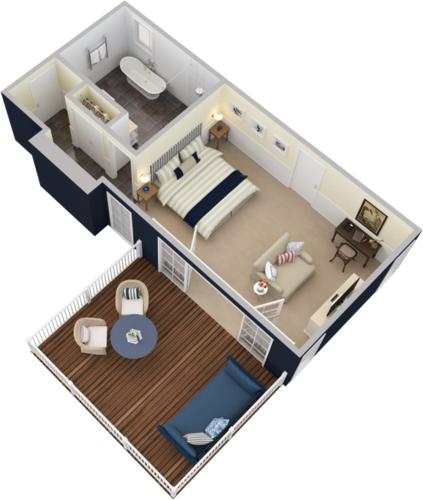 a rendering of a bedroom apartment at Bells at Killcare Boutique Hotel, Restaurant & Spa in Killcare