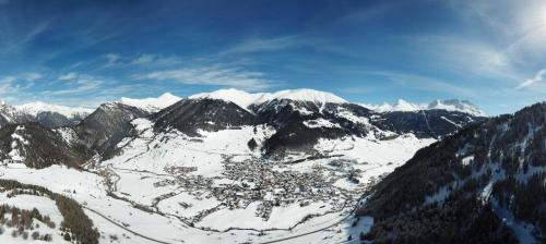an aerial view of a ski resort in the snow at Hotel Bergblick in Nauders