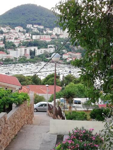 a view of a city with a harbor at Rooms Radic in Dubrovnik