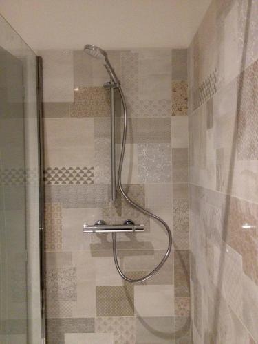 une douche avec un tuyau dans une salle de bain dans l'établissement Standing et confort Plein centre pour 8 personnes, à Cauterets
