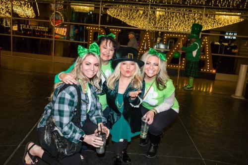 a group of women posing for a picture at a party at Plaza Hotel & Casino in Las Vegas