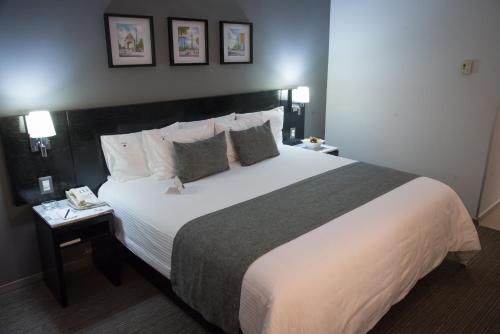 a bedroom with a large white bed with two pillows at LaiLa Hotel CDMX Reforma in Mexico City