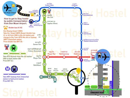 una mappa della mappa della metropolitana singapore di Stay Hostel a Bangkok