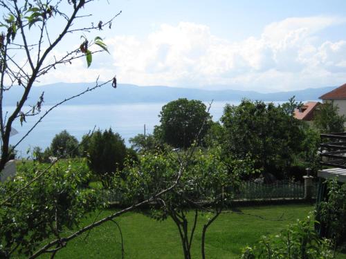 a view of the ocean from the garden at Risto's Guest House in Ohrid