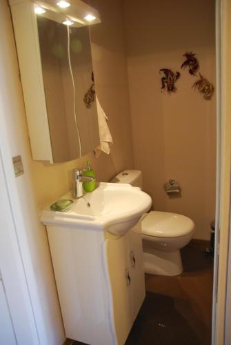 a bathroom with a sink and a toilet at Chora Samothrakis, House with courtyard in Samothráki