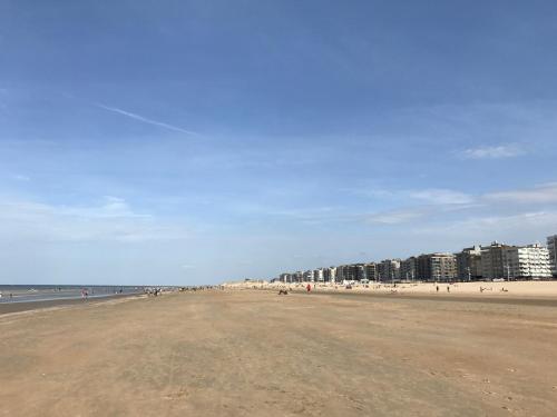 a beach with a lot of people and buildings at Koksijde App Zeelaan B3 in Koksijde