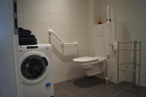 HazelbourgにあるGite du Rocherのバスルーム(洗濯機、トイレ付)