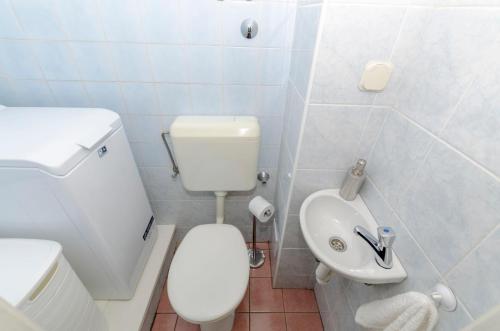 a small bathroom with a toilet and a sink at House Jasna in Igrane