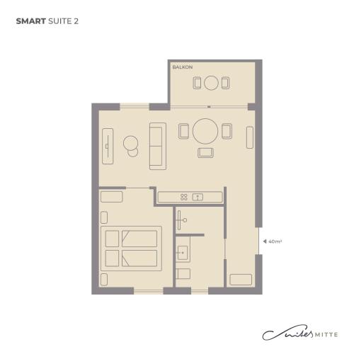 a floor plan of the floor of a house at Suites MITTE - Aparthotel in Eisenach