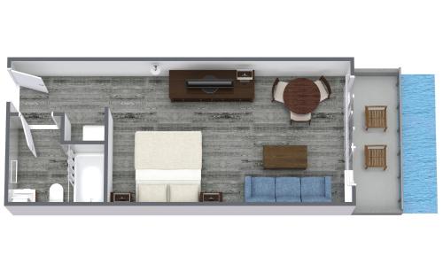 a rendering of a room with a floor plan at Compass Cove in Myrtle Beach