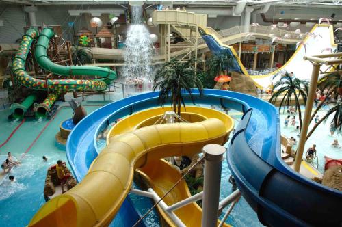a water slide in a indoor water park at Pleasure Holiday Apartments in Blackpool