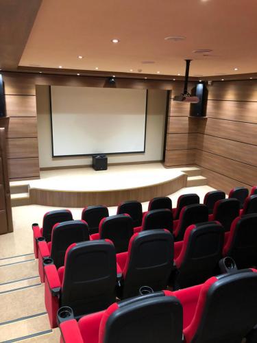 an auditorium with a large screen in front of a stage at Dreamland oasis in Chakvi in Chakvi