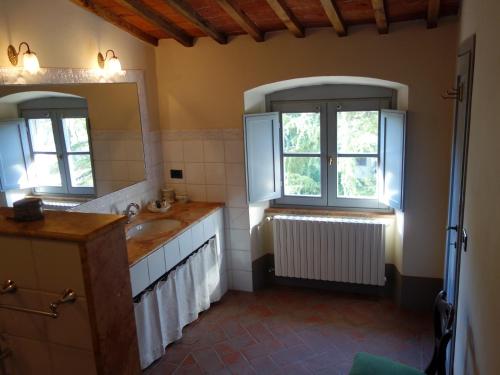a bathroom with a sink and a mirror at Bella di Ceciliano in Arezzo