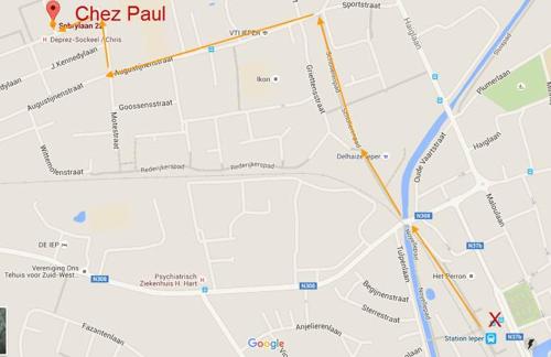 una mappa della città di chico park di Chez Paul a Ypres
