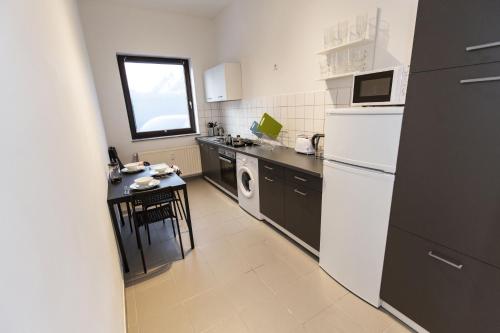 Kuchyň nebo kuchyňský kout v ubytování AVR Apartment HOF 1