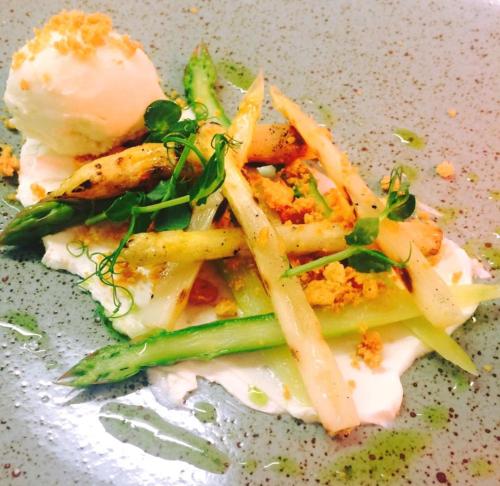 a plate of food with vegetables and an ice cream at Carrig Country House & Restaurant in Killorglin