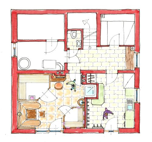 a drawing of a floor plan of a house at Zirbenchalet Grossglockner in Heiligenblut