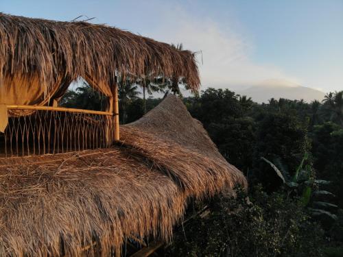 a straw hut with a thatched roof at Bamboo & B in Licin