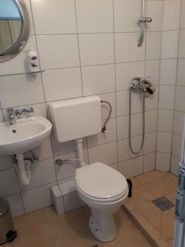ein Bad mit einem WC und einem Waschbecken in der Unterkunft "Park" in Visoko