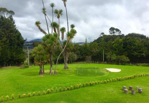 a golf course with palm trees and a putting greens at HOBU MONTAÑA in La Calera