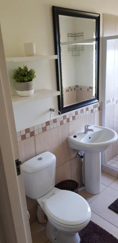 a bathroom with a toilet and a sink at Sea La Vie Hibberdene in Hibberdene