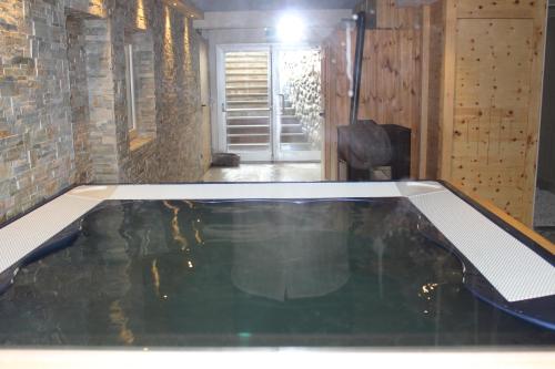 a pool in the middle of a room at Hotel Orso Grigio in Carisolo