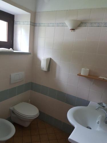 a bathroom with a toilet and a sink at Le Chianine dei Tognoli in Gragnola