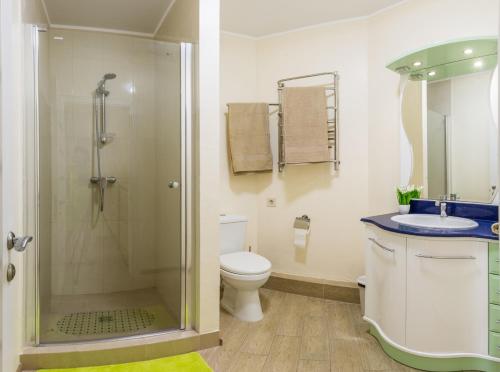 カロリノ・ブハスにあるApartment in Gold Bugazのバスルーム(シャワー、トイレ、シンク付)