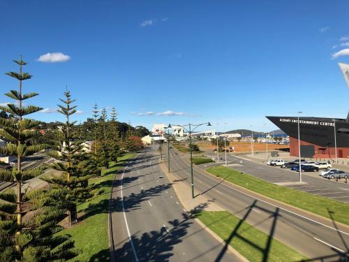 a view of a street with trees and a road at Albany Foreshore Guest House in Albany