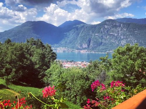 a view of a body of water with mountains at Agriturismo La Selvaggia in Mandello del Lario