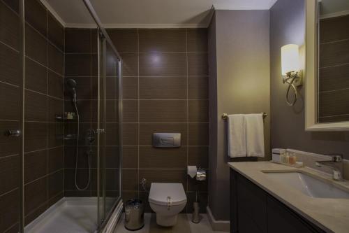 イスタンブールにあるTaksim Square Hotelのバスルーム(シャワー、トイレ、シンク付)