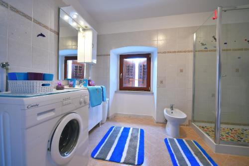 a bathroom with a washing machine and a shower at Holiday Home Lori in Paz