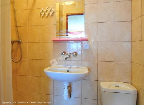 a bathroom with a sink and a toilet at Pelikan II in Rowy